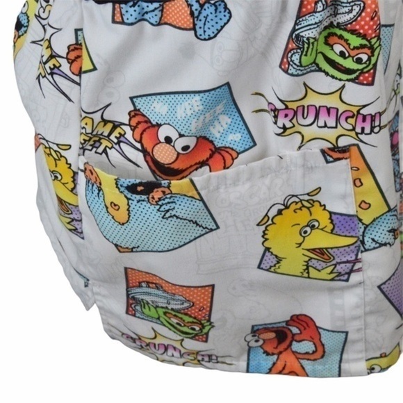 Sesame Street Mock Wrap Scrub Top, Medium - Picture 11 of 11